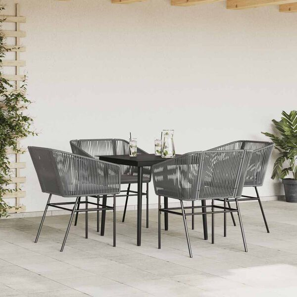 vidaXL Set da Pranzo da Giardino 5 pz con Cuscini Polyrattan Vetro