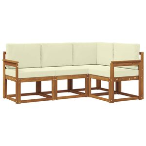 vidaXL Set di divani da esterno con cuscino 4 pcs Naturale e Crema