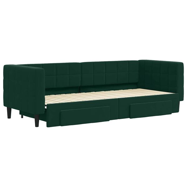 vidaXL Divano Letto Estraibile Cassetti Verde Scuro 80x200cm Velluto
