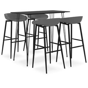 vidaXL Set da Bar 5 pz Nero e Grigio