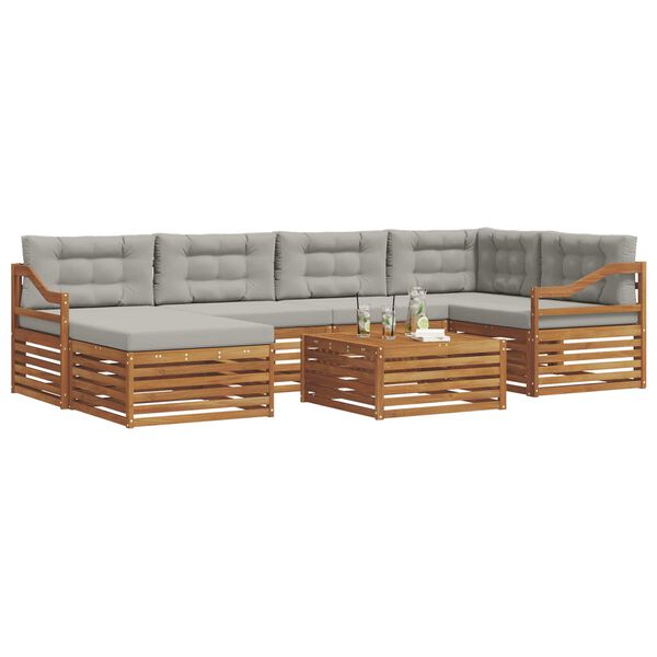 vidaXL Set di divani da esterno 7 pcs Grigio Naturale e Chiaro