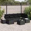 vidaXL Set Divano da Giardino con cuscino 7 pcs Nero polyrattan