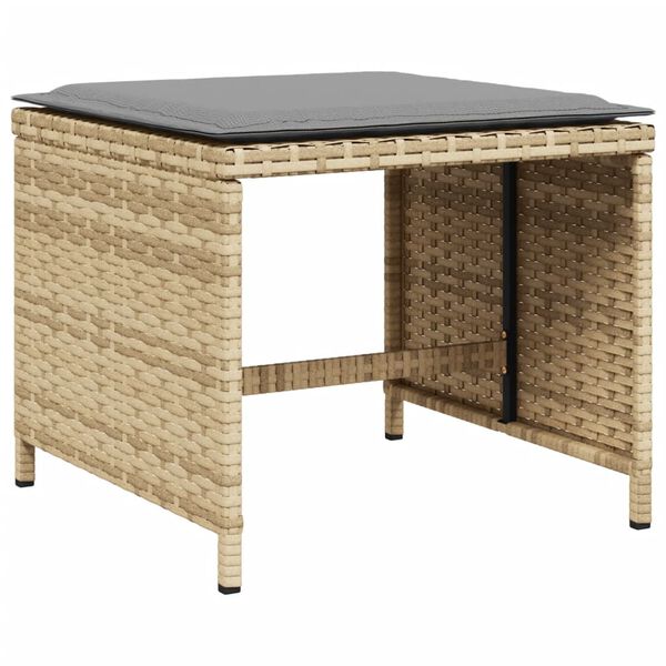 vidaXL Set Pranzo da Giardino 11 pz con Cuscini Beige Misto Polyrattan