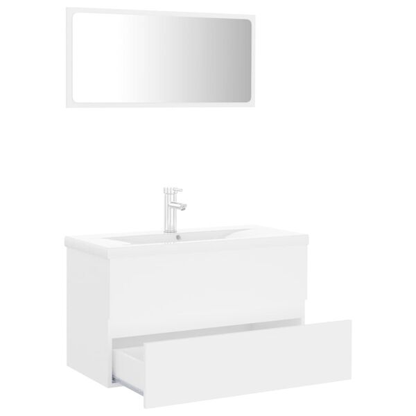 vidaXL Set Mobili da Bagno Bianco in Truciolato