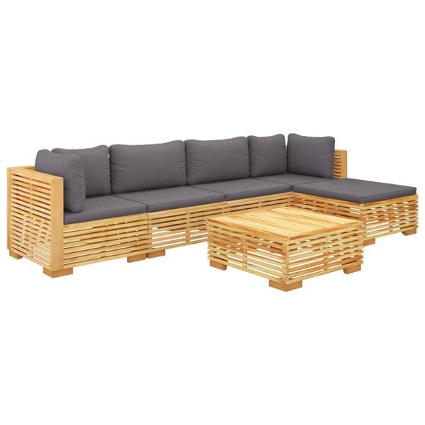 vidaXL Set Divani da Giardino 6 pz con Cuscini Legno Massello di Teak