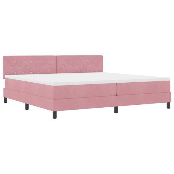 vidaXL Letto a Sorgente LED con materasso Rosa 200 x 200 cm Velluto