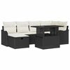 vidaXL Set Divano da Giardino 7 pz Nero polyrattan