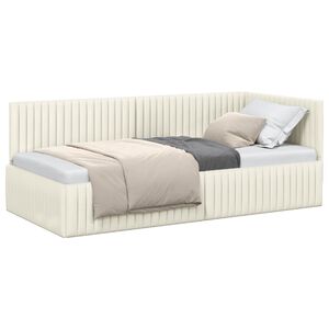 vidaXL Cornice del letto ad angolo Crema 90 cm x 200 cm Velluto