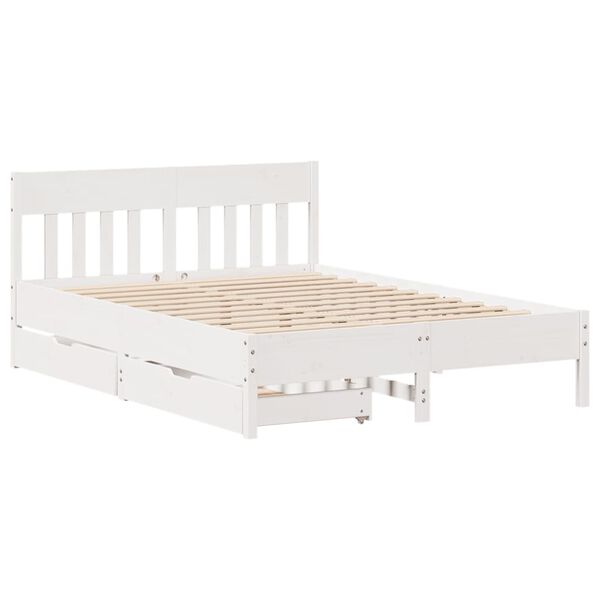 vidaXL Letto senza Materasso Bianco 150x200 cm Legno Massello di Pino