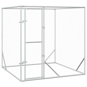 vidaXL Cuccia per Cani da Esterno Argento 2x2x2 m Acciaio Zincato