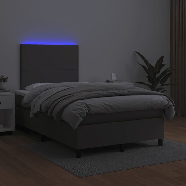 vidaXL Giroletto Molle con Materasso e LED Grigio 120x190cm Similpelle