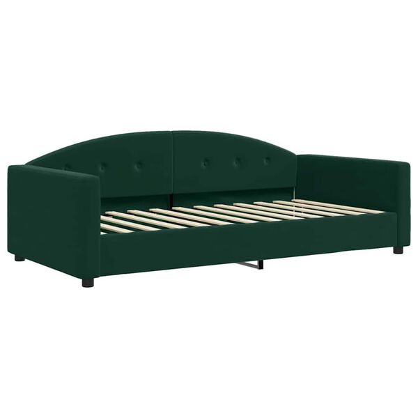 vidaXL Divano Letto con Materasso Verde Scuro 100x200 cm in Velluto