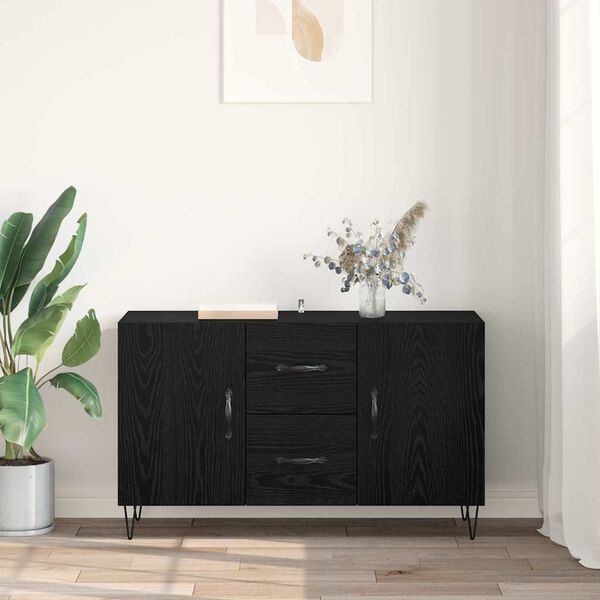 vidaXL Credenza Rovere Nero 100 x 36 x 60 cm Legno multistrato