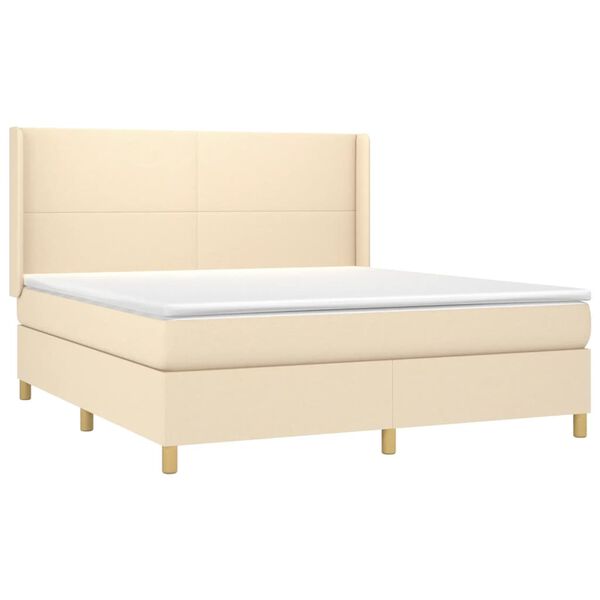 vidaXL Letto a Molle con Materasso e LED Crema 180x200 cm in Tessuto