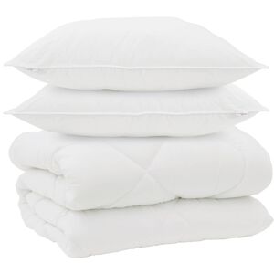 vidaXL Duvet Invernale con cuscino 3 pcs Bianco Microfibra
