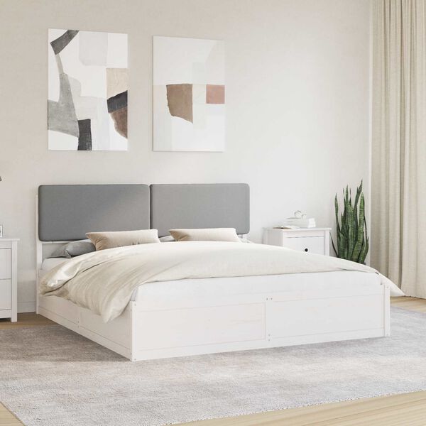 vidaXL Letto con Testiera Rivestita Grigio chiaro 200 x 200 cm