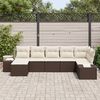 vidaXL Set Divano da Giardino con cuscino 7 pcs Marrone Poly Rattan