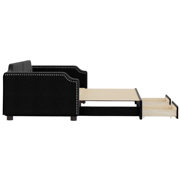 vidaXL Divano Letto Estraibile con Cassetti Nero 100x200 cm in Tessuto