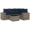 vidaXL Set Divani da Giardino 5 pz con Cuscini Grigio in Polyrattan