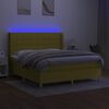 vidaXL Letto a Molle con Materasso e LED Verde 160x200 cm in Tessuto