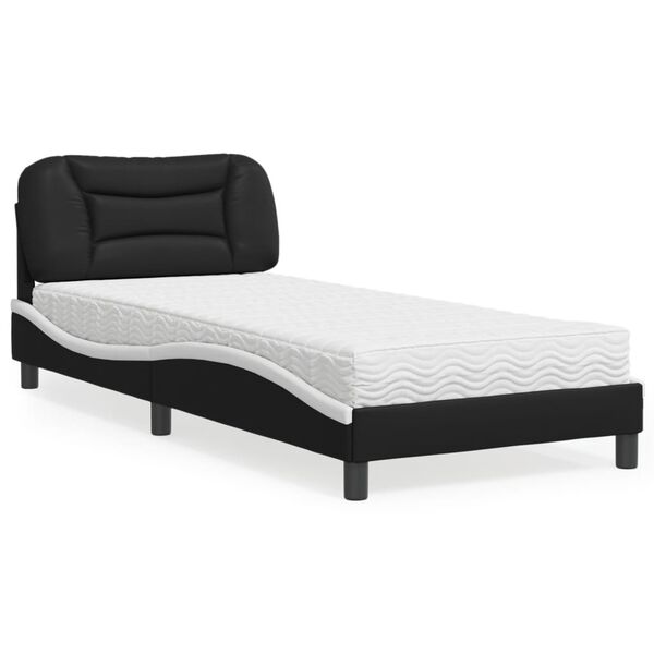 vidaXL Letto con Materasso Hvar Nero e Bianco 90x190 cm in Similpelle