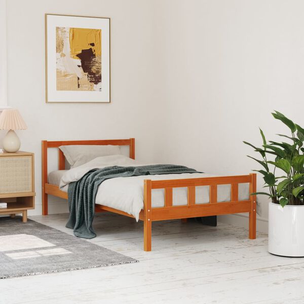 vidaXL Letto senza Materasso Marrone Cera 75x190 cm in Legno di Pino