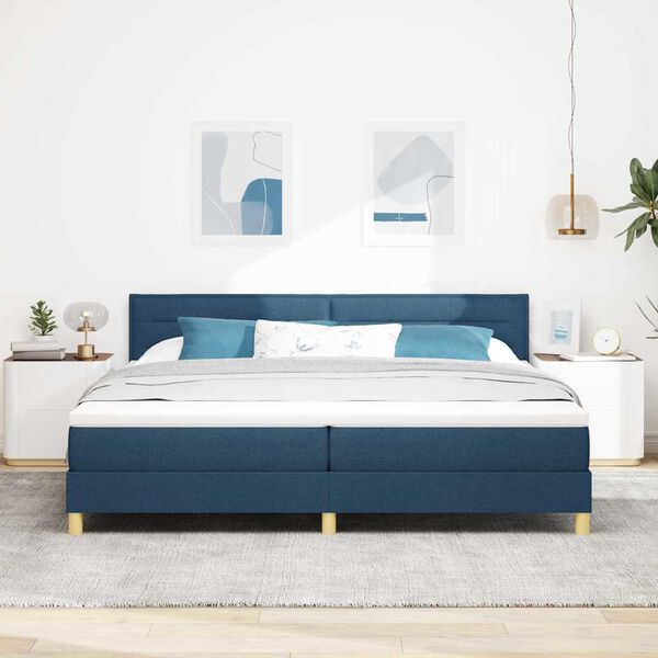 vidaXL Letto a molle con materasso Blu 200 x 200 cm Tessuto
