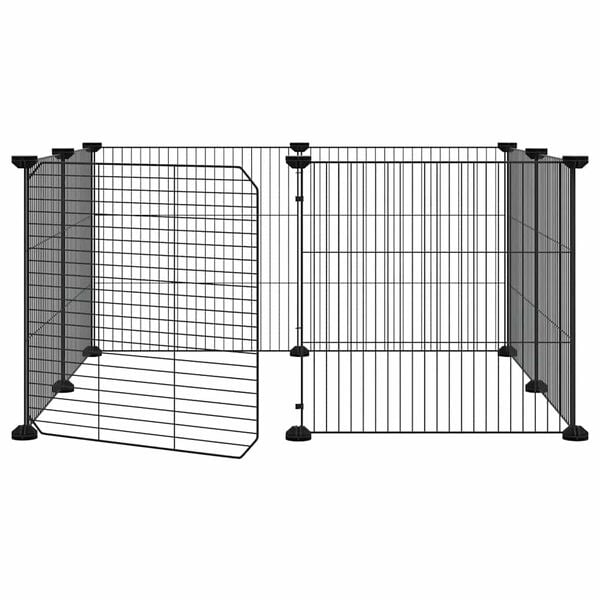vidaXL Gabbia per animali domestici a 8 pannelli con porta nera 35x35 cm in acciaio