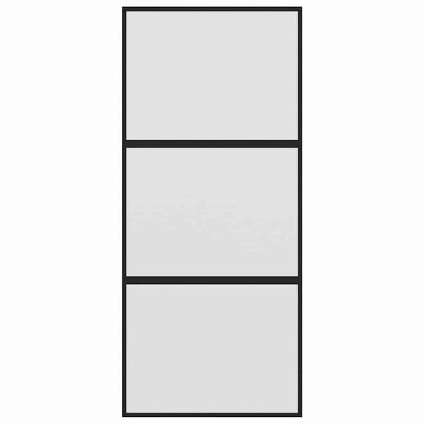 vidaXL Porta Scorrevole Nera 90x205 cm in Vetro Temperato e Alluminio