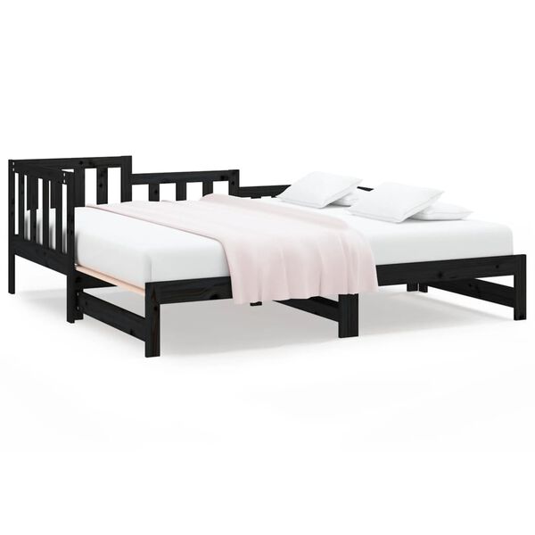 vidaXL Dormeuse Estraibile Nera 2x(90x190) cm Legno Massello di Pino