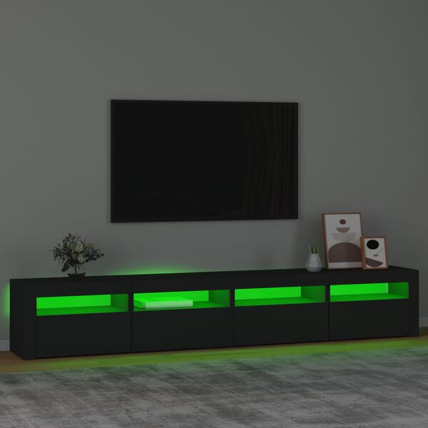 vidaXL Mobile Porta TV con Luci LED Nero 240x35x40 cm