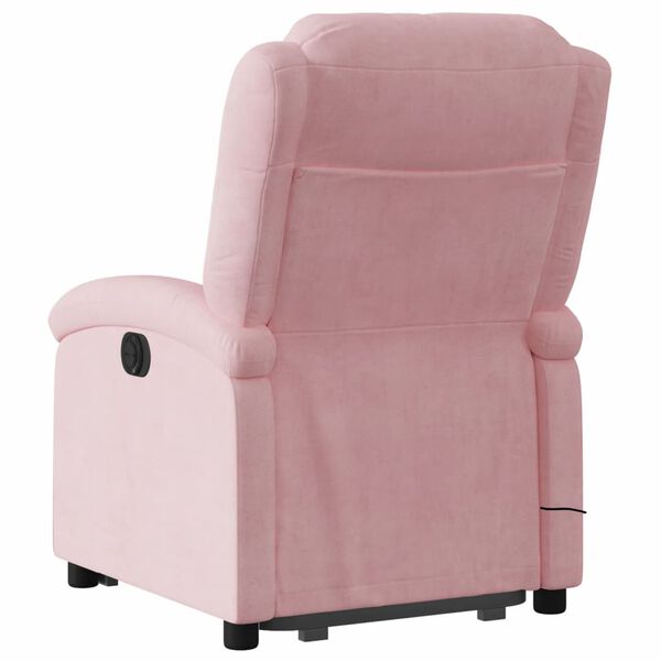 vidaXL Poltrona Alzapersona Massaggi Elettrica Reclinante Rosa Velluto