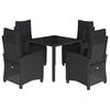 vidaXL Set da Pranzo da Giardino 5 pz Nero con Cuscini in Polyrattan