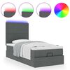 vidaXL Pouf Letto con Materasso e LED Grigio Scuro 90x200 cm Tessuto