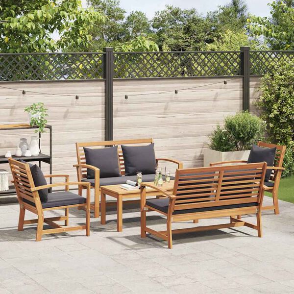 vidaXL Set Divano da Giardino Naturale Legno massello di teak