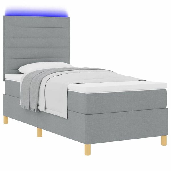 vidaXL Letto a Sorgente LED Grigio chiaro 80 x 200 cm Tessuto