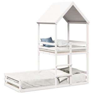 vidaXL Letto a Castello con Tetto Bianco 90x200 cm in Legno di Pino
