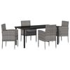 vidaXL Set da Pranzo per Giardino con cuscino 5 pcs Grigio polyrattan