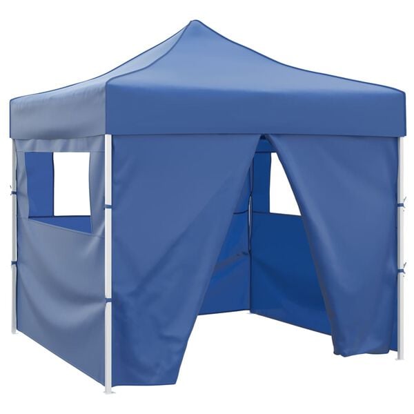vidaXL Tenda Pieghevole Blu 3 x 3 m con 4 Pareti