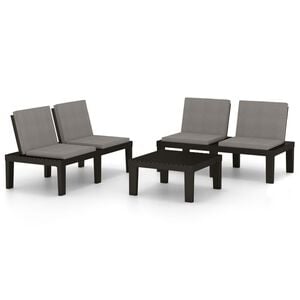 vidaXL Set Divani da Giardino con Cuscini 3 pz in Plastica Grigio