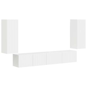 vidaXL Set mobile TV 4 pz Bianco Legno ingegnerizzato