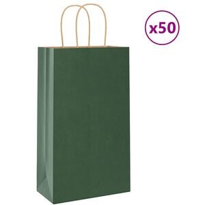 vidaXL Sacchetti di Carta 50 pz con Manici Verdi 21x11x36 cm