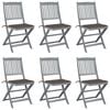 vidaXL Sedie da Giardino Pieghevoli 6pz con Cuscini in Massello Acacia