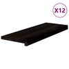 vidaXL Gradini 12 pz Marrone-nero 70x30x2 cm Legno Massello Rovere
