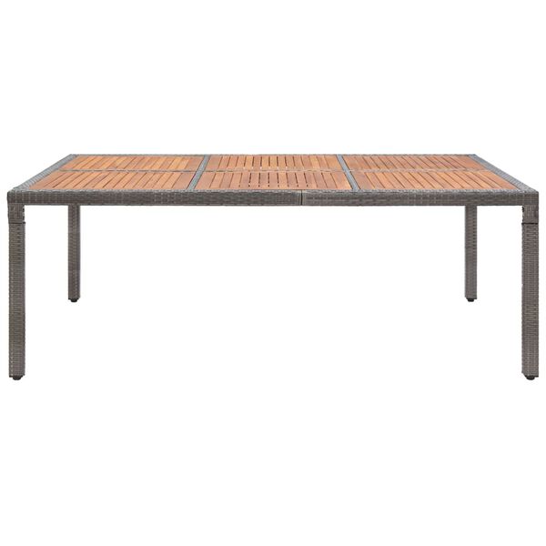 vidaXL Tavolo da Giardino Grigio 200x150x74cm Polyrattan Legno Acacia