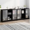 vidaXL Libreria con Ante Nera 204x37x75 cm in Legno Multistrato