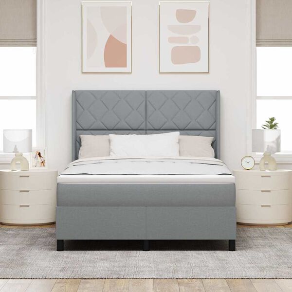 vidaXL Letto a molle con materasso Grigio chiaro 160 x 200 cm Tessuto