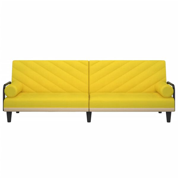 vidaXL Divano Letto con Braccioli Giallo Chiaro in Tessuto