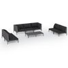 vidaXL Divani da Giardino 8 pz con Cuscini in Polyrattan Grigio Scuro