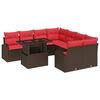 vidaXL Set Divano da Giardino 9 pz Marrone polyrattan
